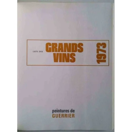 Nicolas liste des grands vins 1973 : Peintures de Guerrier