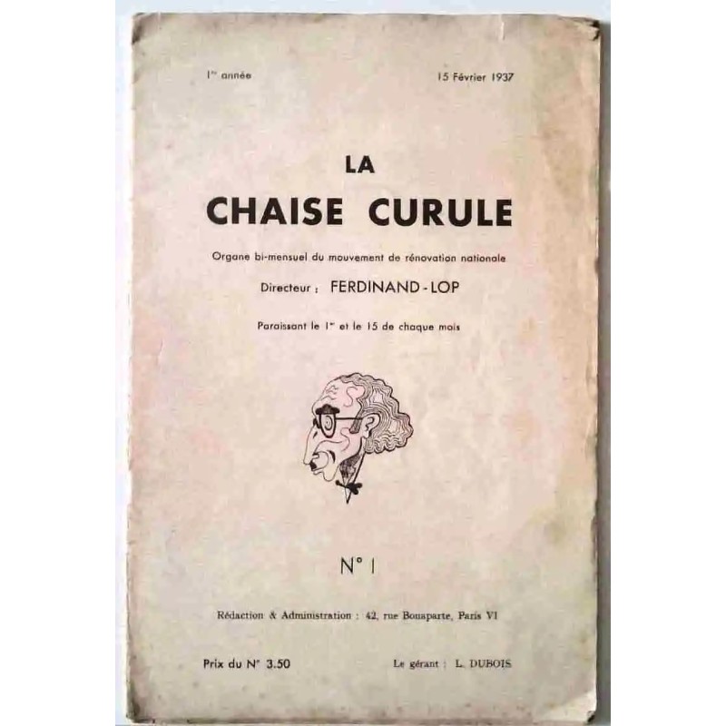 couverture : La Chaise Curule, numéro 1, par Ferdinand Lop