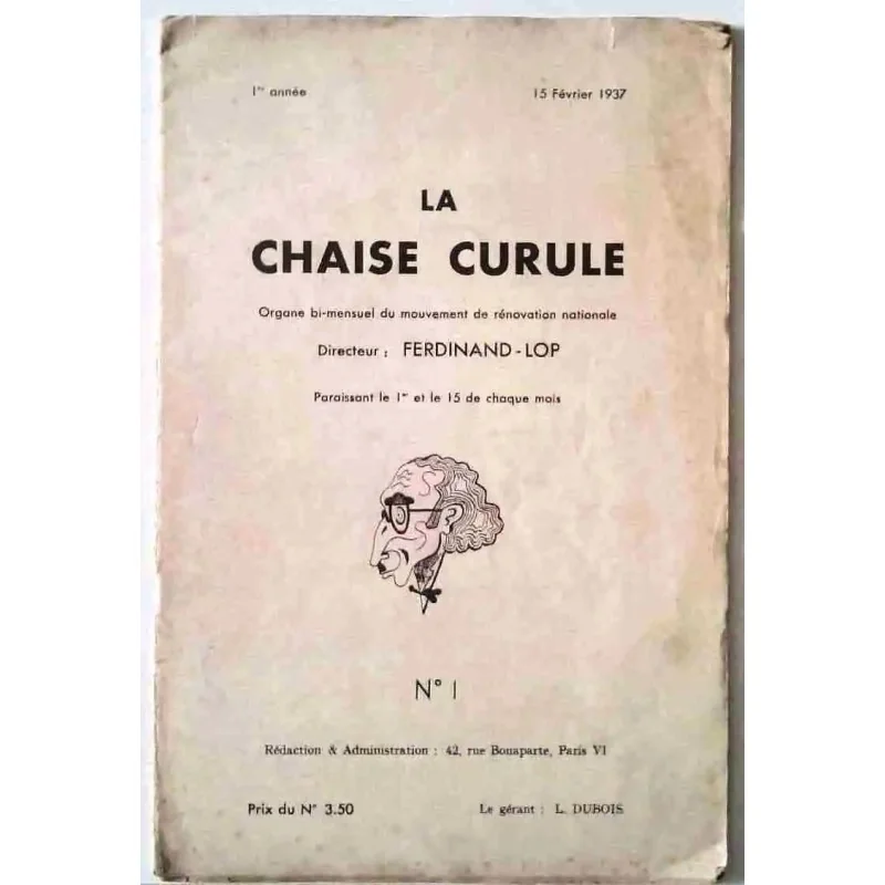 couverture : La Chaise Curule, numéro 1, par Ferdinand Lop
