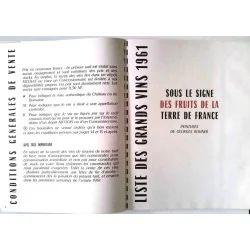 Liste des grands vins 1961 Nicolas : sous le signe des fruits de la terre de France, peintures de Georges Rohner. Draeger Frères
