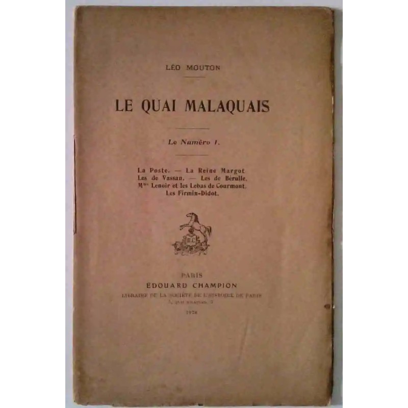 Le Quai Malaquais, numéro 1, Edouard Champion