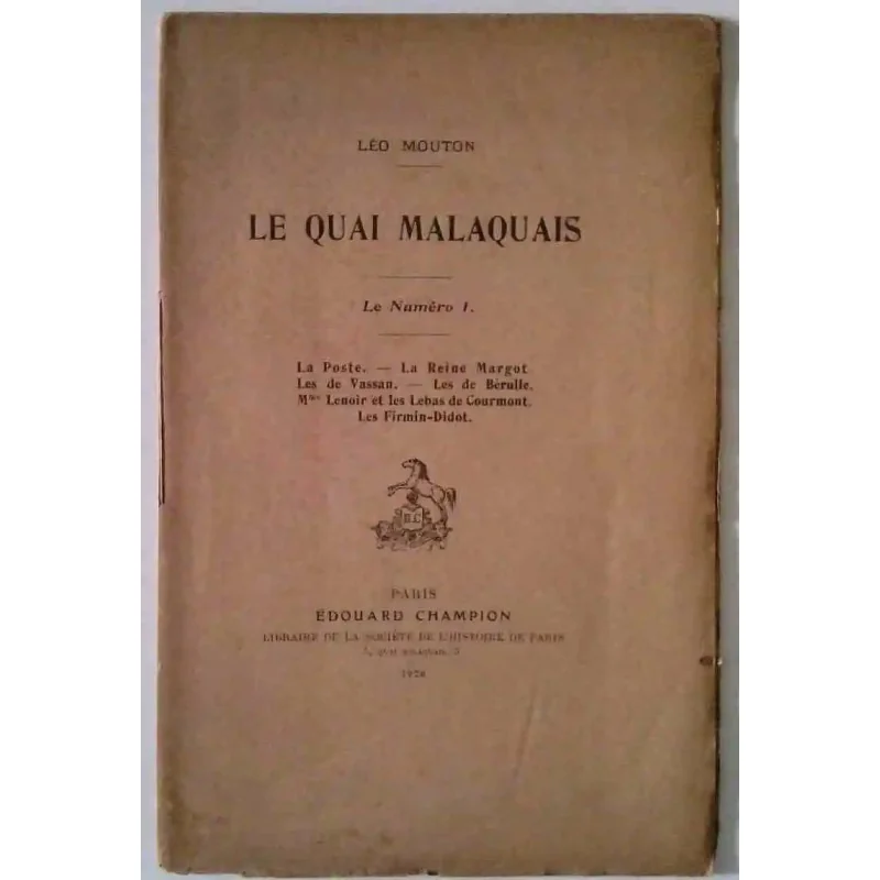 Le Quai Malaquais, numéro 1, Edouard Champion