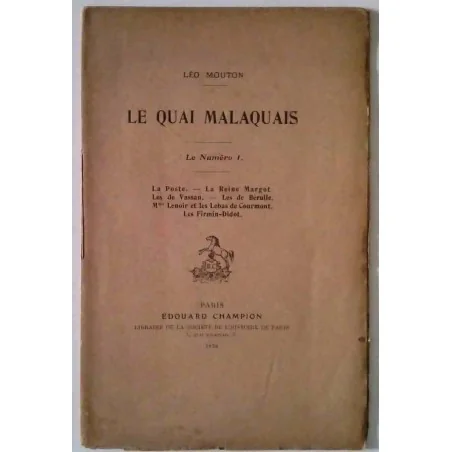 Le Quai Malaquais, numéro 1, Edouard Champion