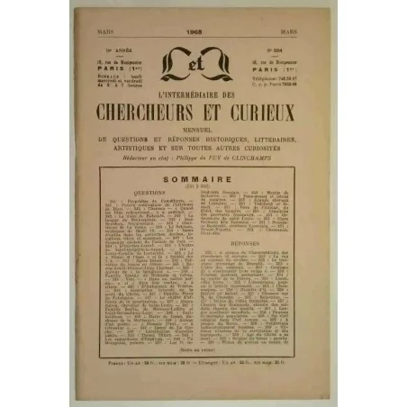 L’Intermédiaire des chercheurs et curieux, numéro 204