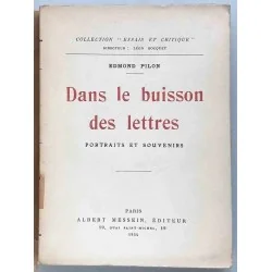 Couverture du livre "Dans le buisson des lettres", essai littéraire rare publié en 1934 par Edmond Pilon.