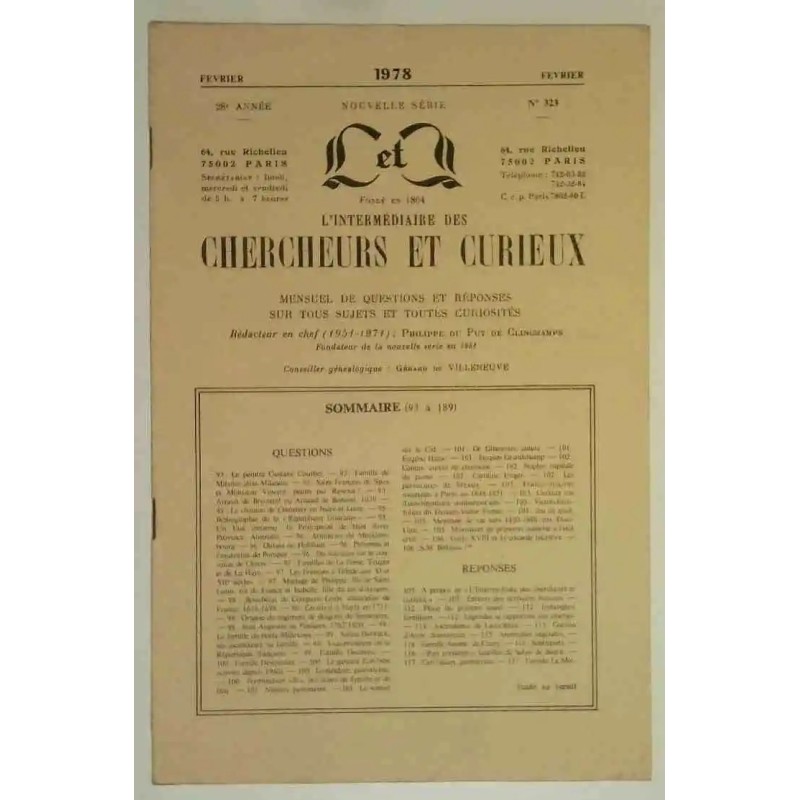 L’Intermédiaire des chercheurs et curieux, numéro 323