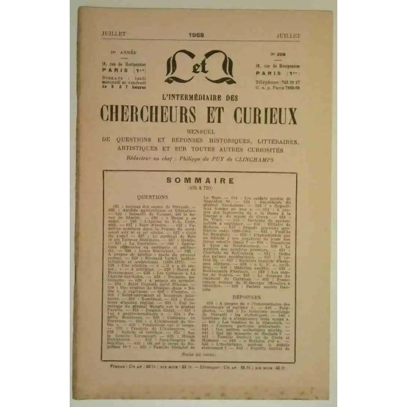 L’Intermédiaire des chercheurs et curieux, numéro 208 L’Intermédiaire des chercheurs et curieux, numéro 208
