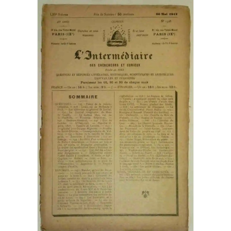 L’Intermédiaire des chercheurs et curieux, numéro 1328 L’Intermédiaire des chercheurs et curieux, numéro 1328