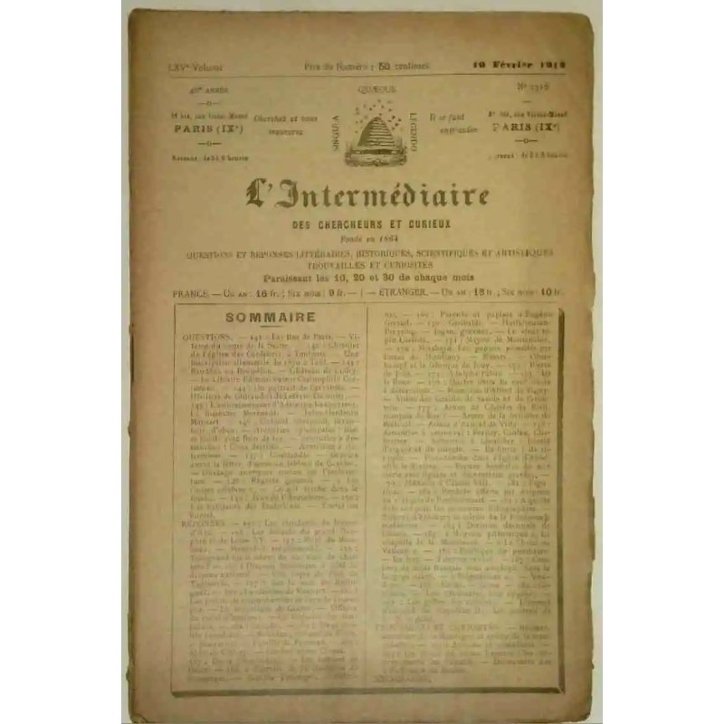 L’Intermédiaire des chercheurs et curieux, numéro 1318