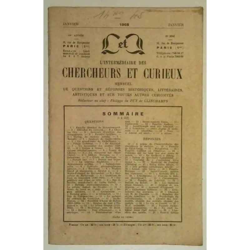 L’Intermédiaire des chercheurs et curieux, numéro 202 L’Intermédiaire des chercheurs et curieux, numéro 202
