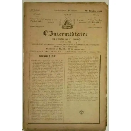 L’Intermédiaire des chercheurs et curieux, numéro 1319