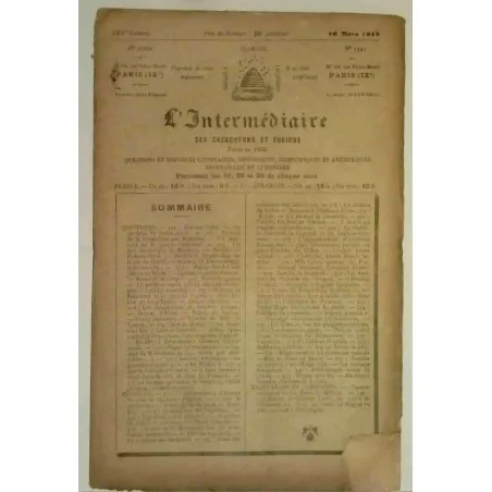 L’Intermédiaire des chercheurs et curieux, numéro 1321 10 mars 1912