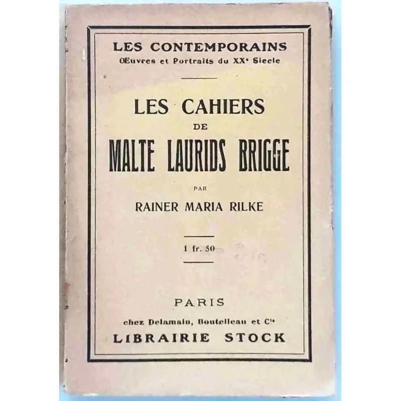 Couverture du livre « Les Cahiers de Malte Laurids Brigge » de Rilke, édition Stock 1923, collection Les contemporains.