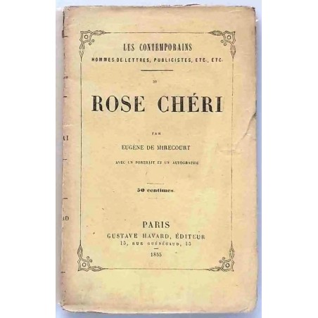 Couverture illustrée du livre Rose Chéri (1855), biographie rare de l’actrice, édition Gustave Havard, broché non coupé.