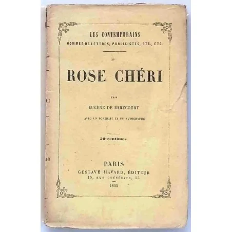 Couverture illustrée du livre Rose Chéri (1855), biographie rare de l’actrice, édition Gustave Havard, broché non coupé.