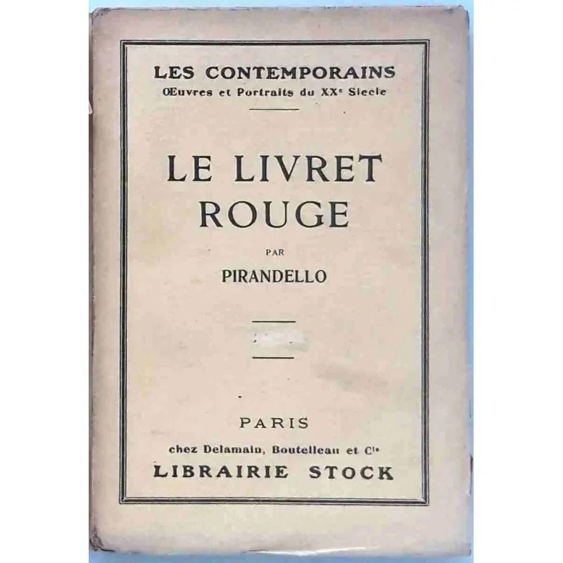 Le Livret rouge, par Pirandello, Librairie Stock 1923