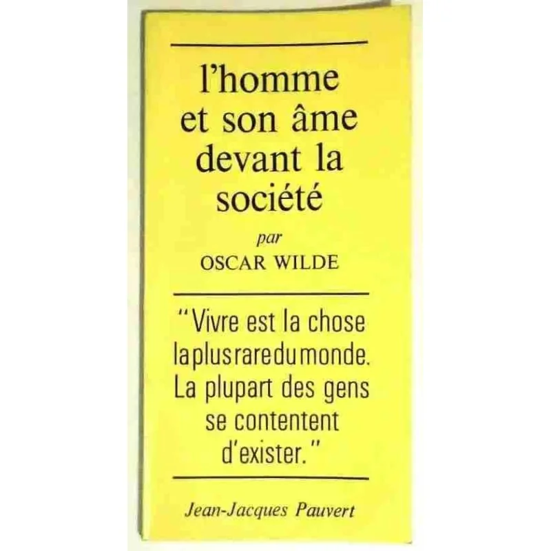 Couverture du livre "L’Homme et son âme devant la société" Oscar Wilde, édition Pauvert 1971,