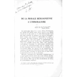 De la morale bergsonienne à l’immoralisme, par Raphaël Cor, dédicace 1935