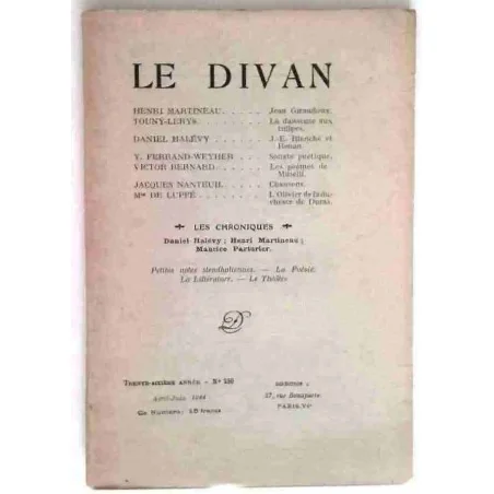 Le Divan n° 250, collectif, Librairie le Divan éditeur. 1944