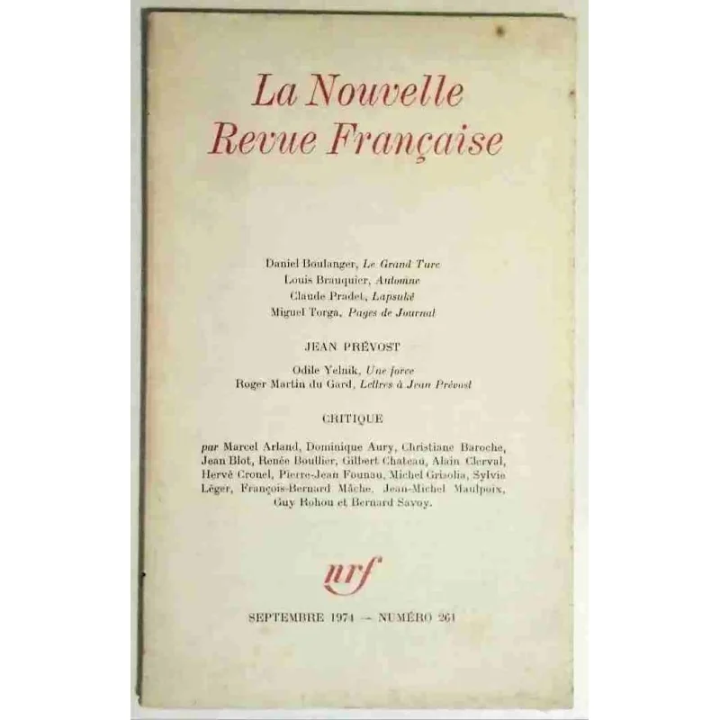 La Nouvelle Revue Française n° 261, NRF  1974