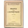 Propos sur l’esthétique, par Alain, Librairie Stock 1923