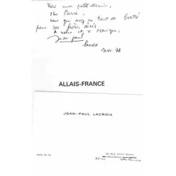 Dédicace : Allais France, par Jean-Paul Lacroix, Éditions Candeau. 1978