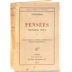 Pensées Filosofia Nova tome 1, par Stendhal, Éditions Le Divan 1931