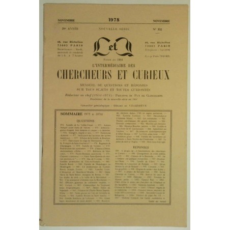 L’Intermédiaire des chercheurs et curieux, numéro 332