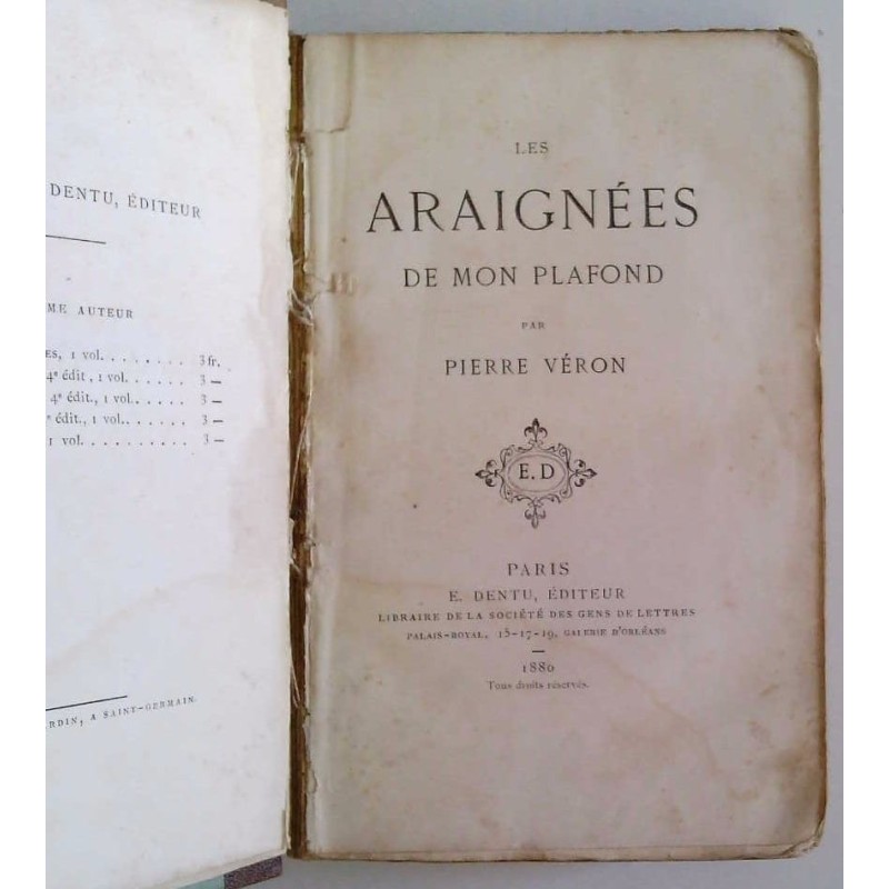 Les Araignées de mon plafond, par Pierre Véron, E. Dentu Éditeur.