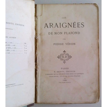 Les Araignées de mon plafond, par Pierre Véron, E. Dentu Éditeur.