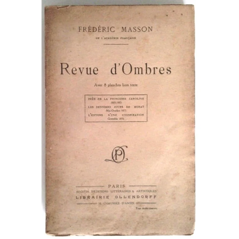 Revue d’Ombres, par Frédéric Masson, Librairie Ollendorff.