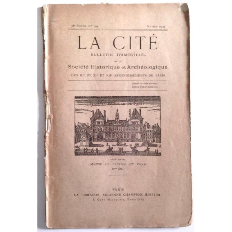 La Cité Société historique et archéologique de Paris n° 149 , Champion éditeur.