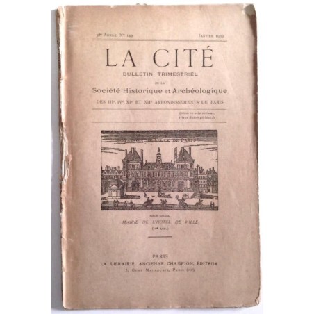 La Cité Société historique et archéologique de Paris n° 149 , Champion éditeur.