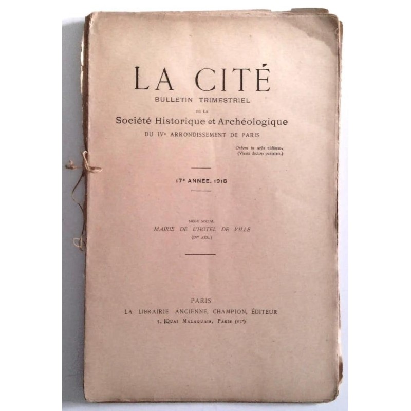La Cité Société historique et archéologique du IVe arrondissement n° 65, Champion éditeur.