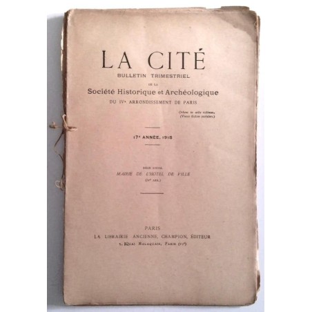 La Cité Société historique et archéologique du IVe arrondissement n° 65, Champion éditeur.