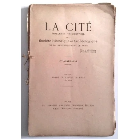 La Cité Société historique et archéologique du IVe arrondissement n° 65, Champion éditeur.