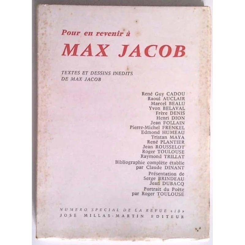 Pour en revenir à Max Jacob, collectif, José Maillas-Martin éditeur.