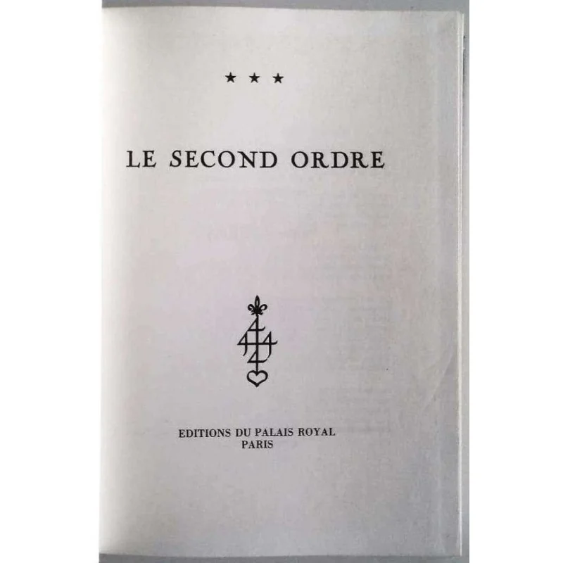 Le Second ordre, Éditions du Palais Royal. 1973